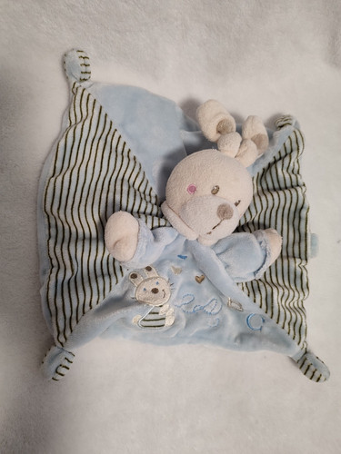 Doudou plat lapin bleu abc - doudou,