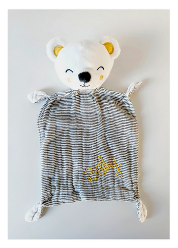 Doudou plat ours blanc - ours, rayé