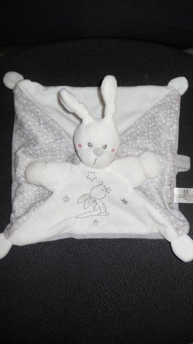 Doudou plat lapin - lapin, gris