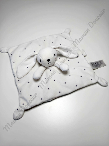 Doudou plat carré lapin blanc - doudou,