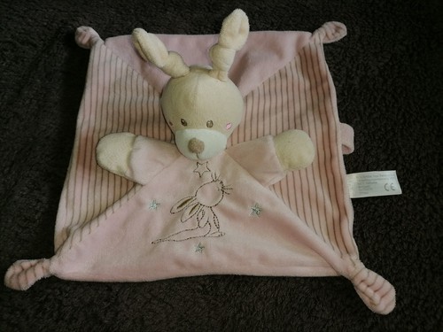 Doudou plat lapin rose - rose, beige