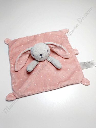 Doudou plat carré lapin - carré, gris